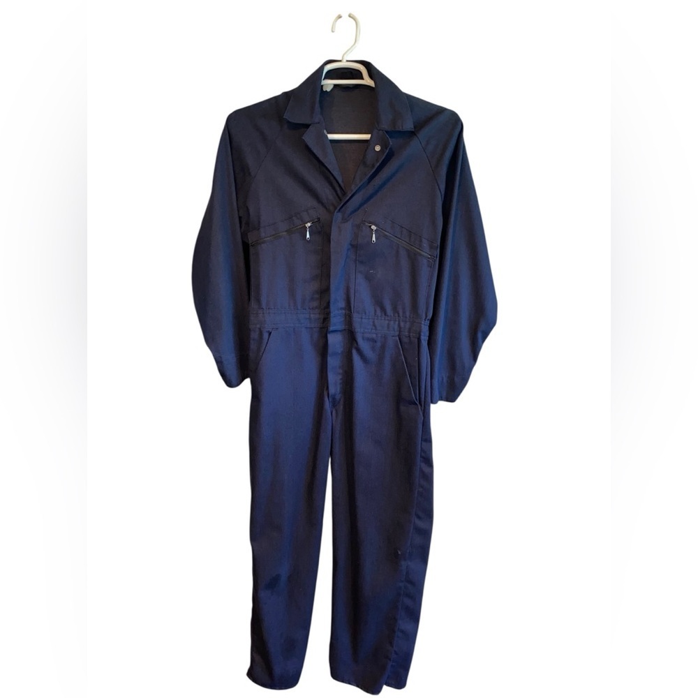 Trade Wear Work Coveralls Navy Blue Zipper Pockets size 40R